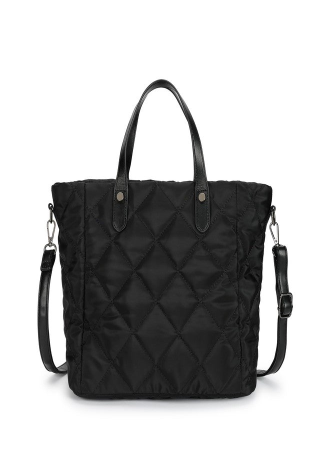 Fastrack Colorblock Quilted Tote Bag for Women | Nylon & Faux Leather Handbag with 3 Compartments, Zipper Pockets & Detachable Strap | Stylish Everyday Tote for Work, College & Casual Outings - Image 5